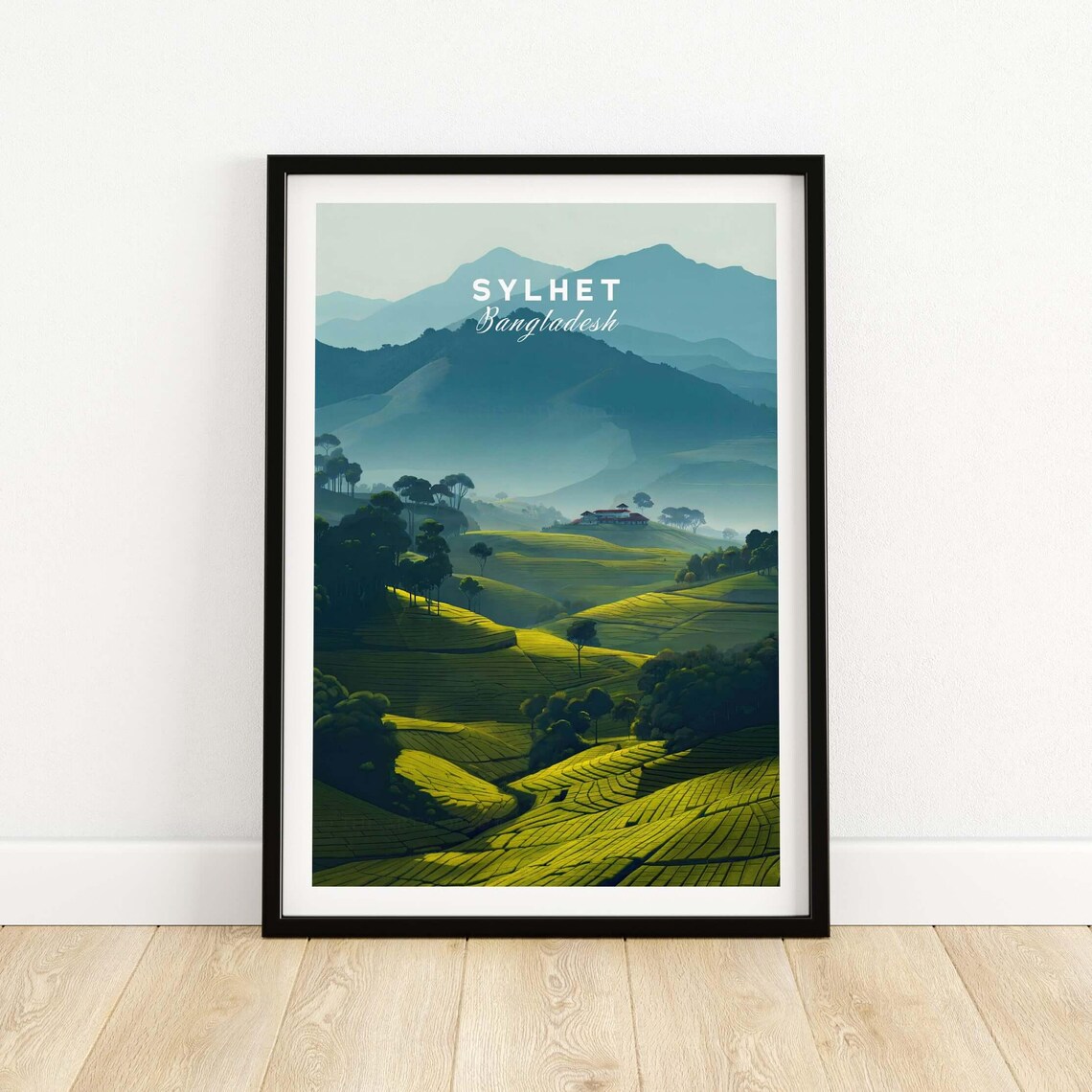 Sylhet Bangladesh Misty Tea Plantations Mountain Scenic Poster