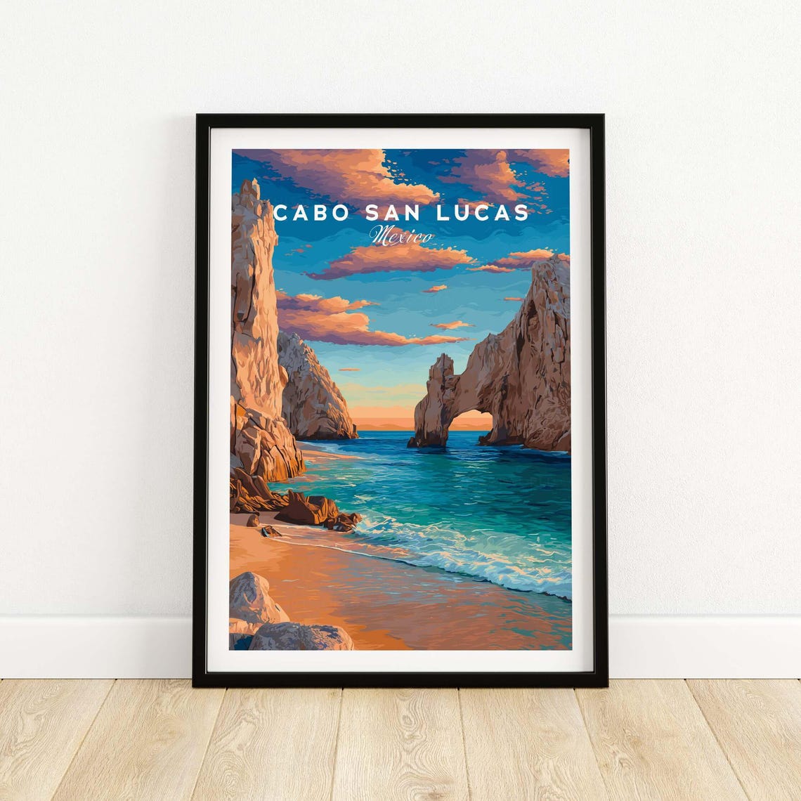 Cabo San Lucas El Arco Sunset Rocky Cliffs Beach Mexico Poster