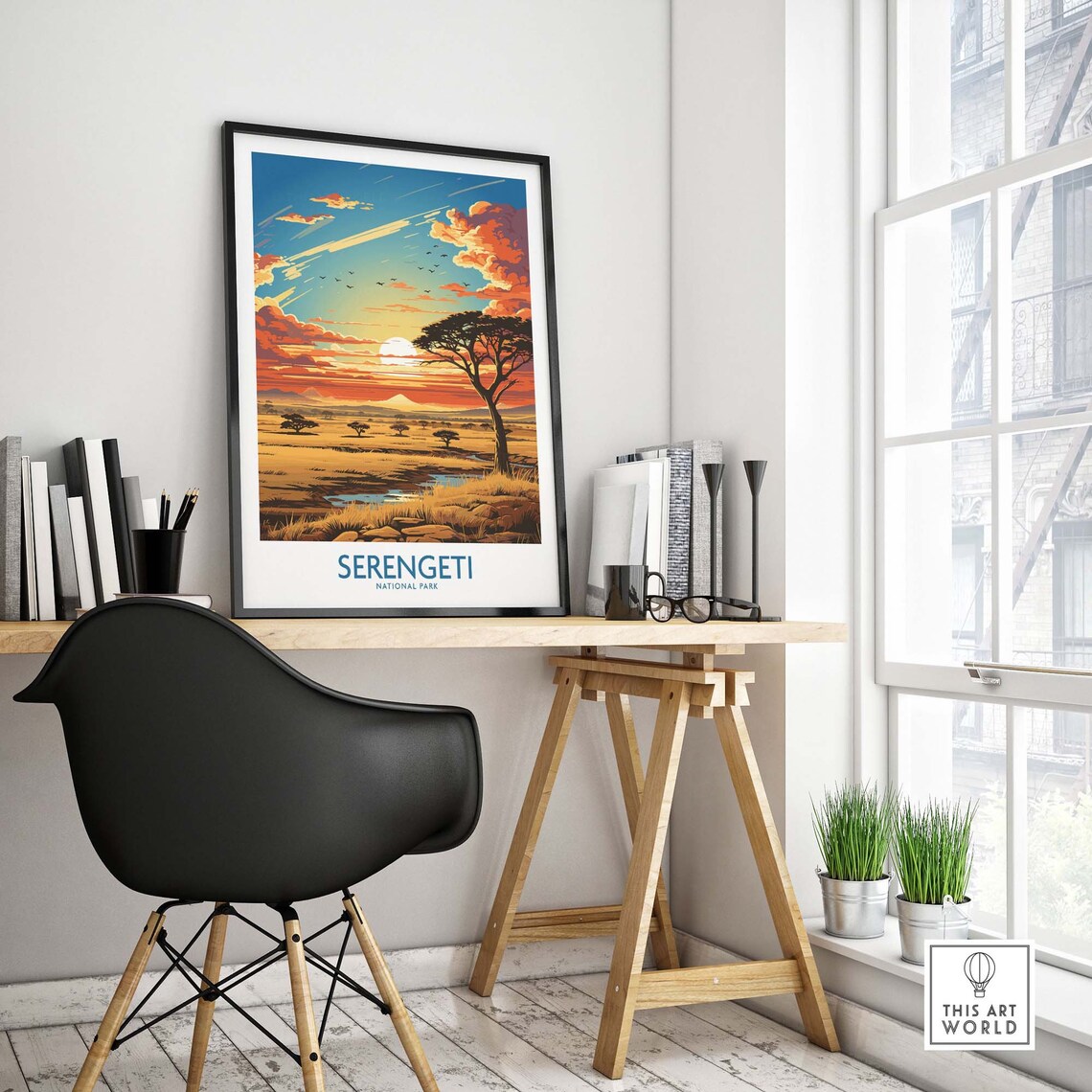Serengeti National Park Savanna Sunset Acacia Safari Travel Poster - Image 4