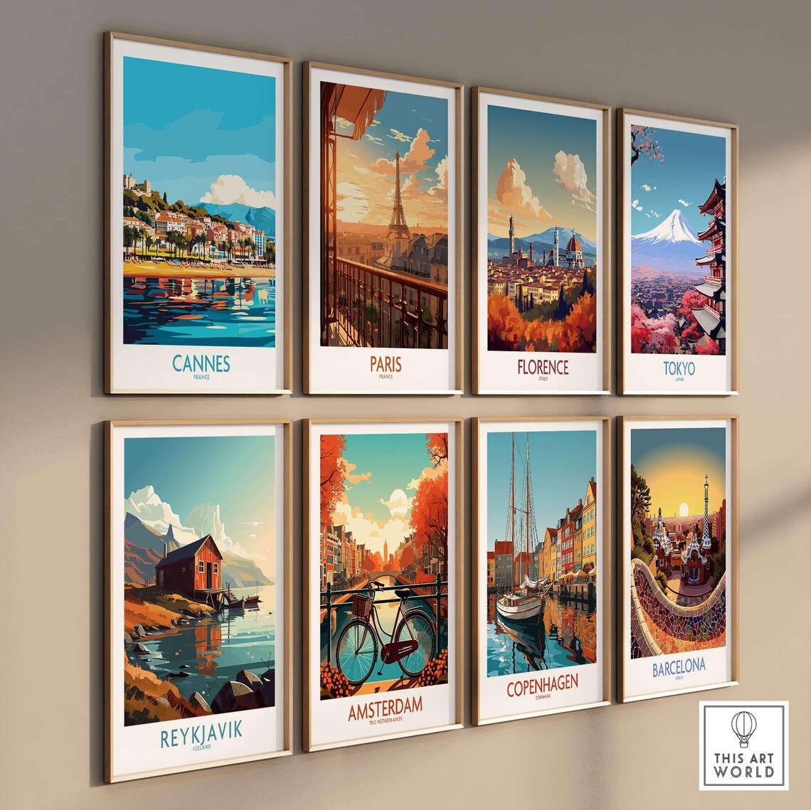 Cannes France Palm Beach Sunset Ocean Reflections Travel Poster - Image 3
