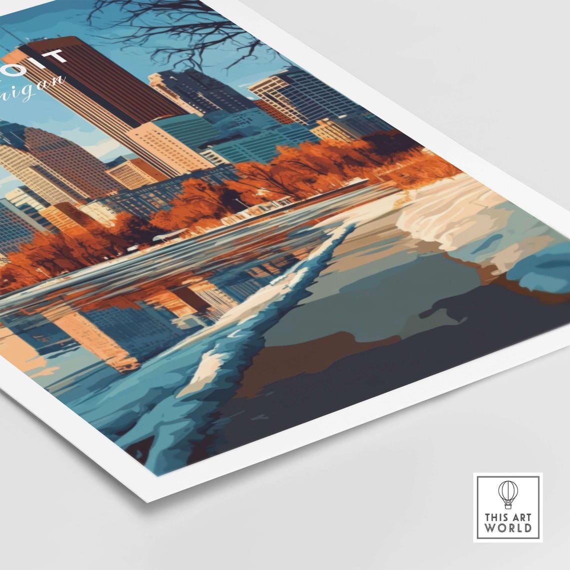 Detroit Michigan Print Detroit Wall Decor Detroit Poster Usa Travel Prints Detroit Art Print Detroit Illustration Detroit Wall Art Gift - Image 4