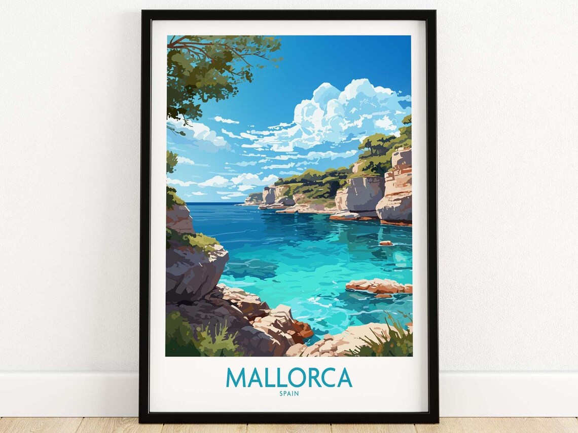 Mallorca Travel Poster, Europe Wall Art Print