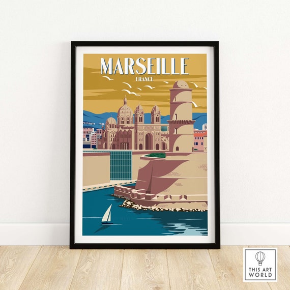 Marseille Travel Poster, French Riviera Wall Art