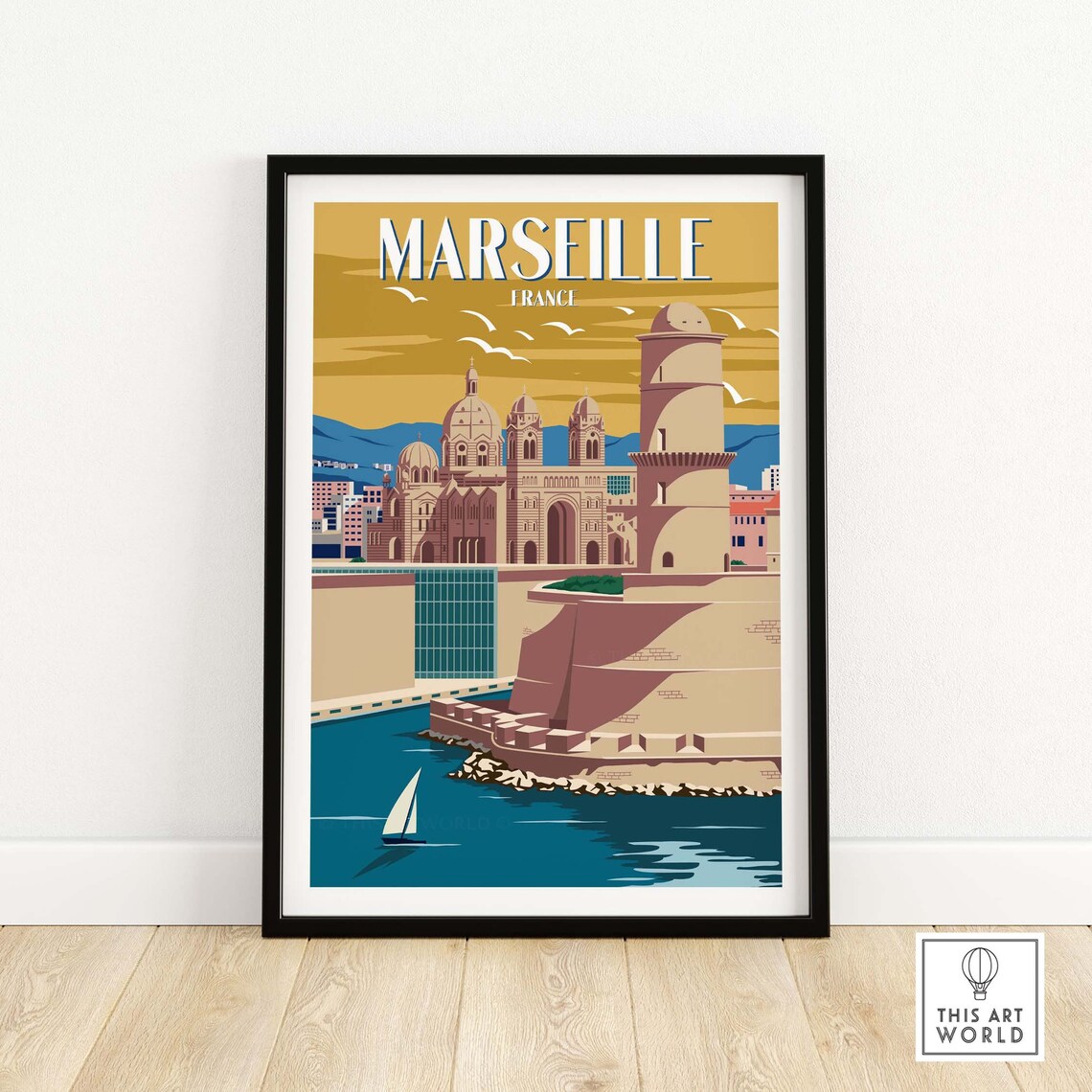 Marseille Travel Poster, French Riviera Wall Art