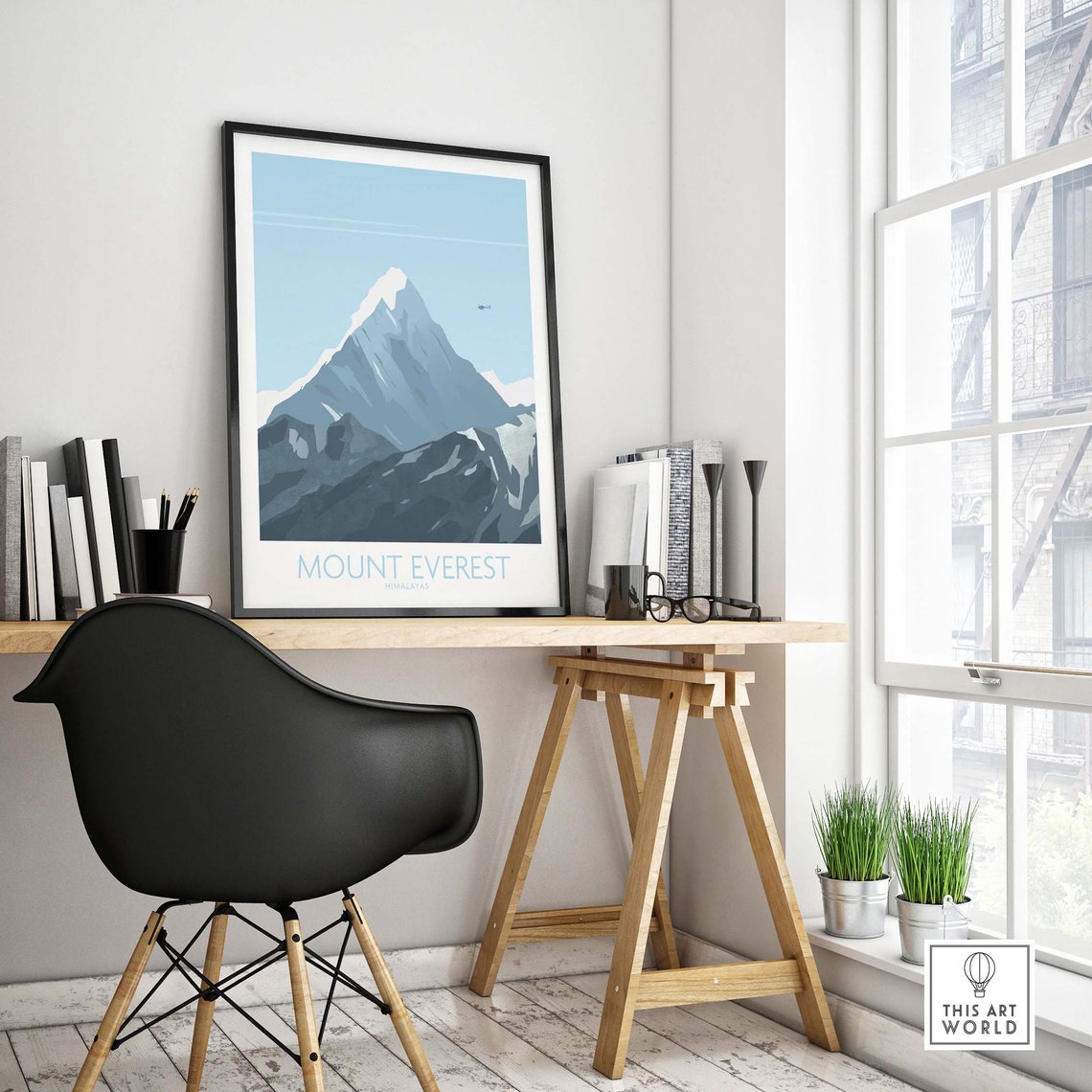 Mount Everest Himalayas Minimalist Snow Peak Travel Art Poster - Image 4