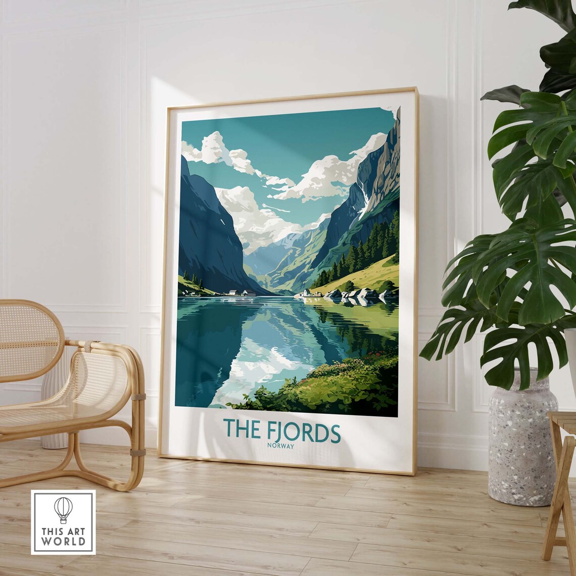 Fjords Travel Print, Scandinavian Landscape Art - Image 3