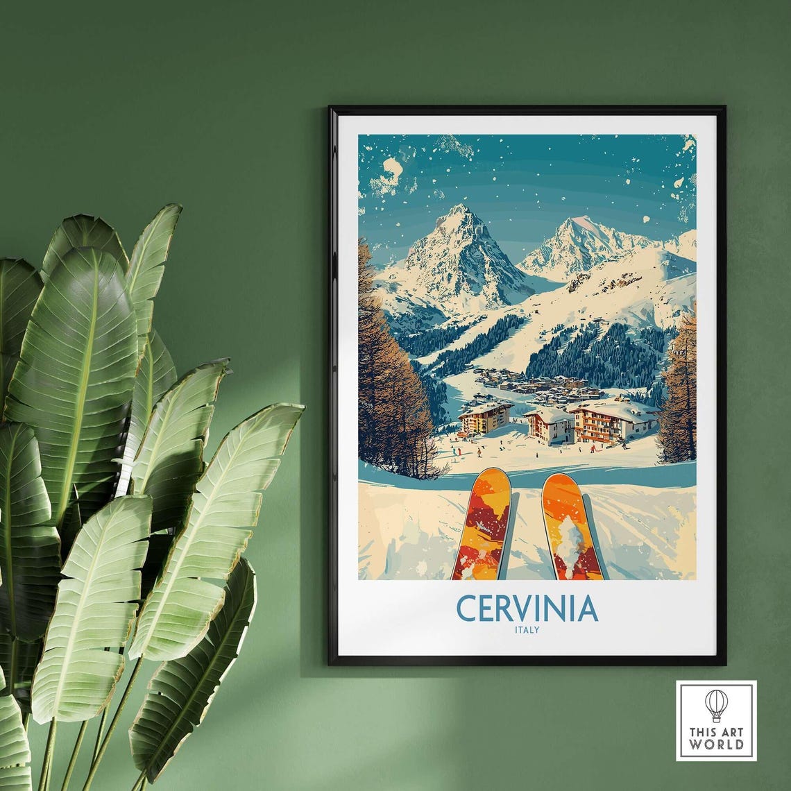 Cervinia Ski Resort, Winter Sports Travel Poster - Image 2