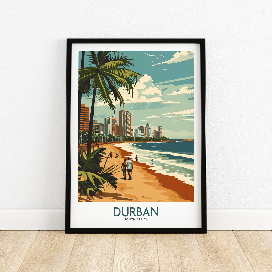 Durban South Africa Beachfront Palm Trees Ocean Promenade Poster - Image 4