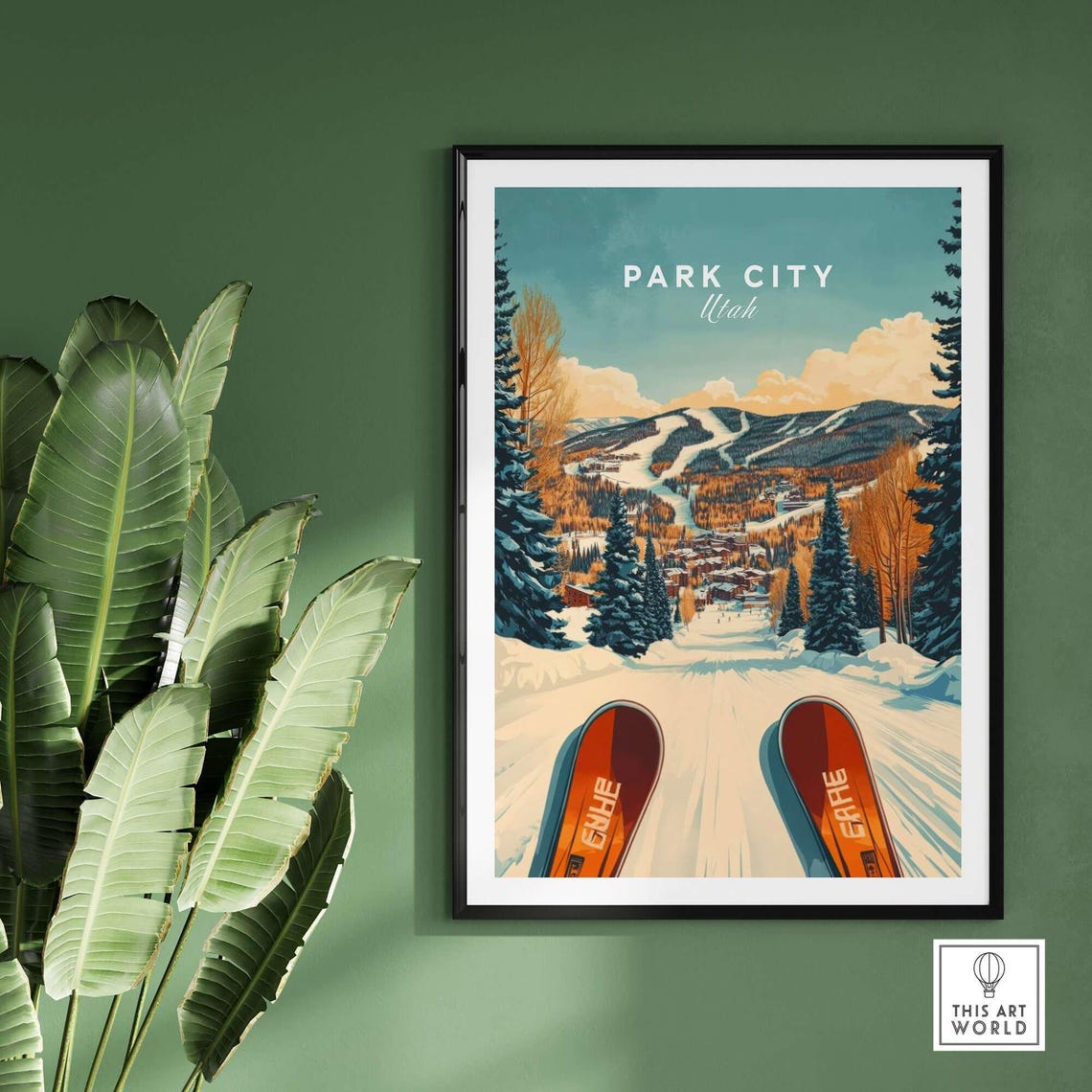Ski Print, Park City Utah Winter Sports Art - Image 2