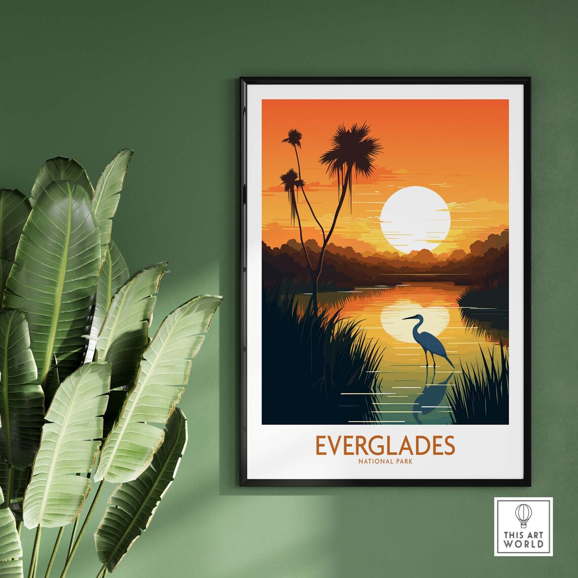 Everglades National Park Sunset Heron Wetlands Vintage Travel Poster - Image 2