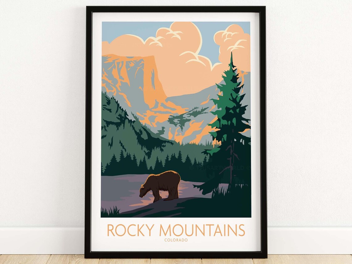 Rocky Mountains Colorado Travel Poster, National Park