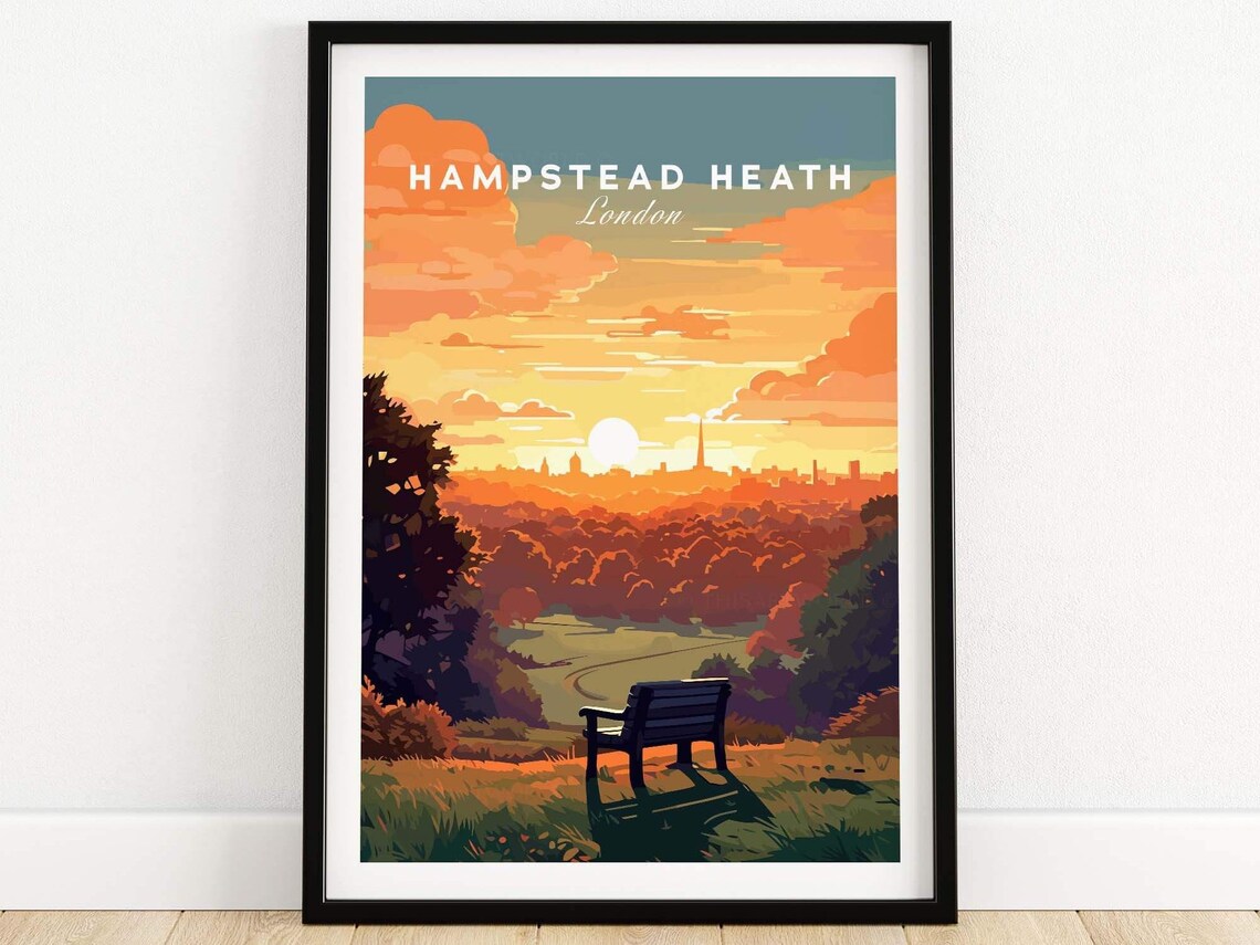 Hampstead Heath London Travel Poster, Art Print