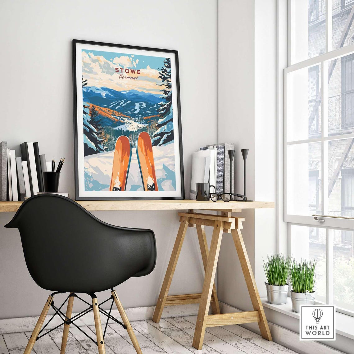 Stowe Vermont Ski Poster, Ski Lodge Decor - Image 4