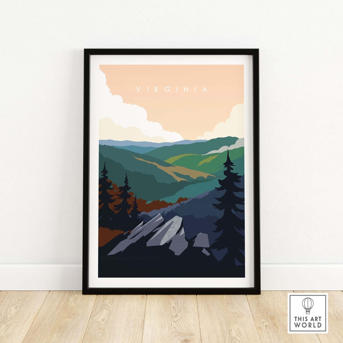 Virginia Blue Ridge Mountain Forest Ridge Overlook Travel Poster