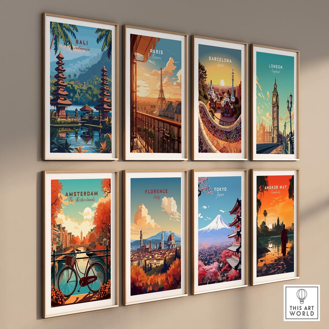 Bali Indonesia Lakeside Temple Towers Water Reflection Poster - Image 3