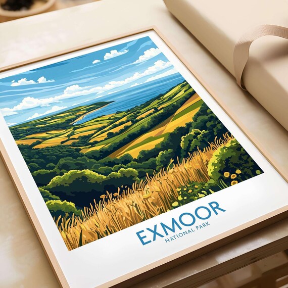 Exmoor Travel Poster, National Park Illustration