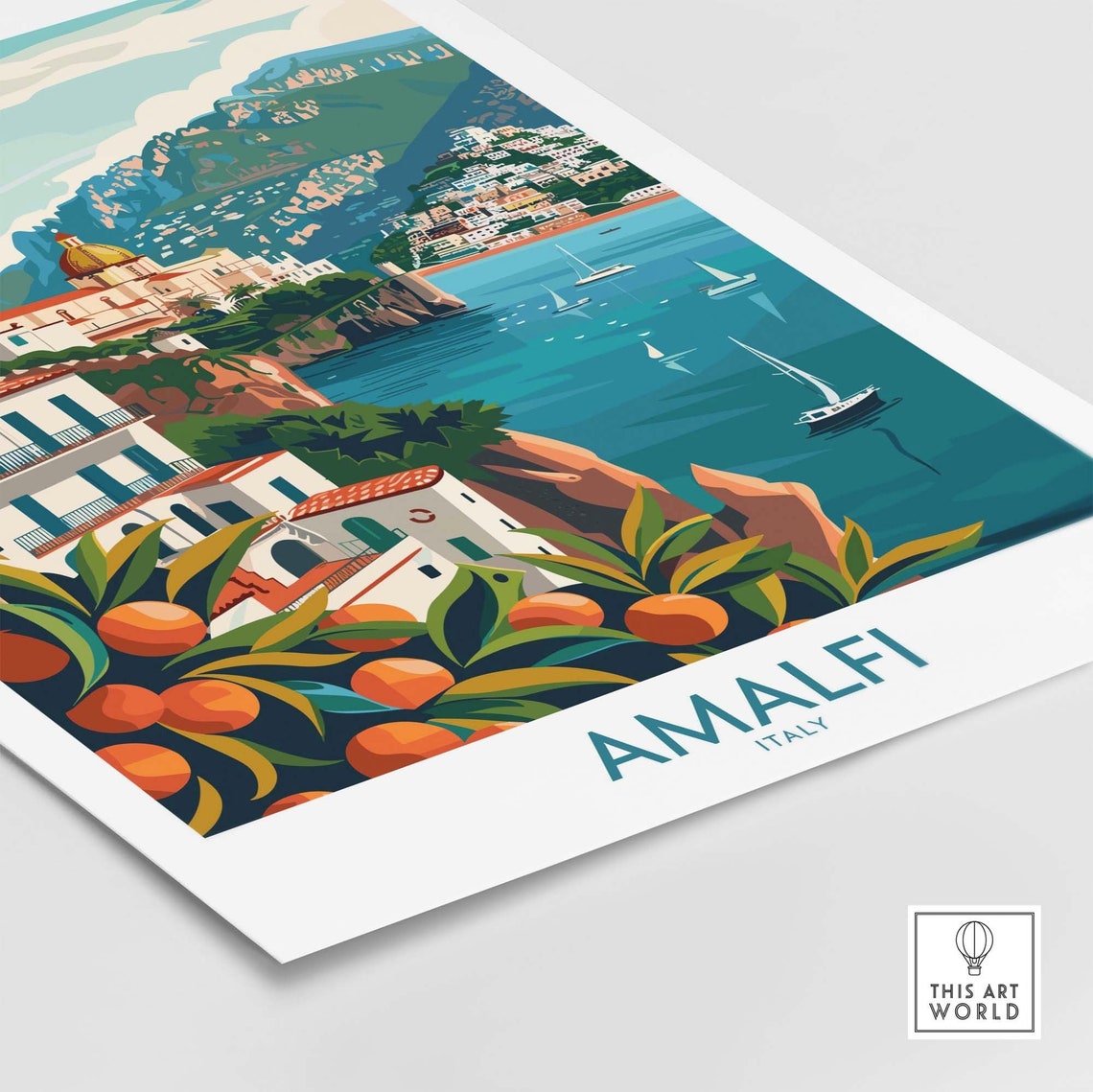 Amalfi Italy Citrus Grove Cliffside Town Amalfi Coast Poster - Image 4