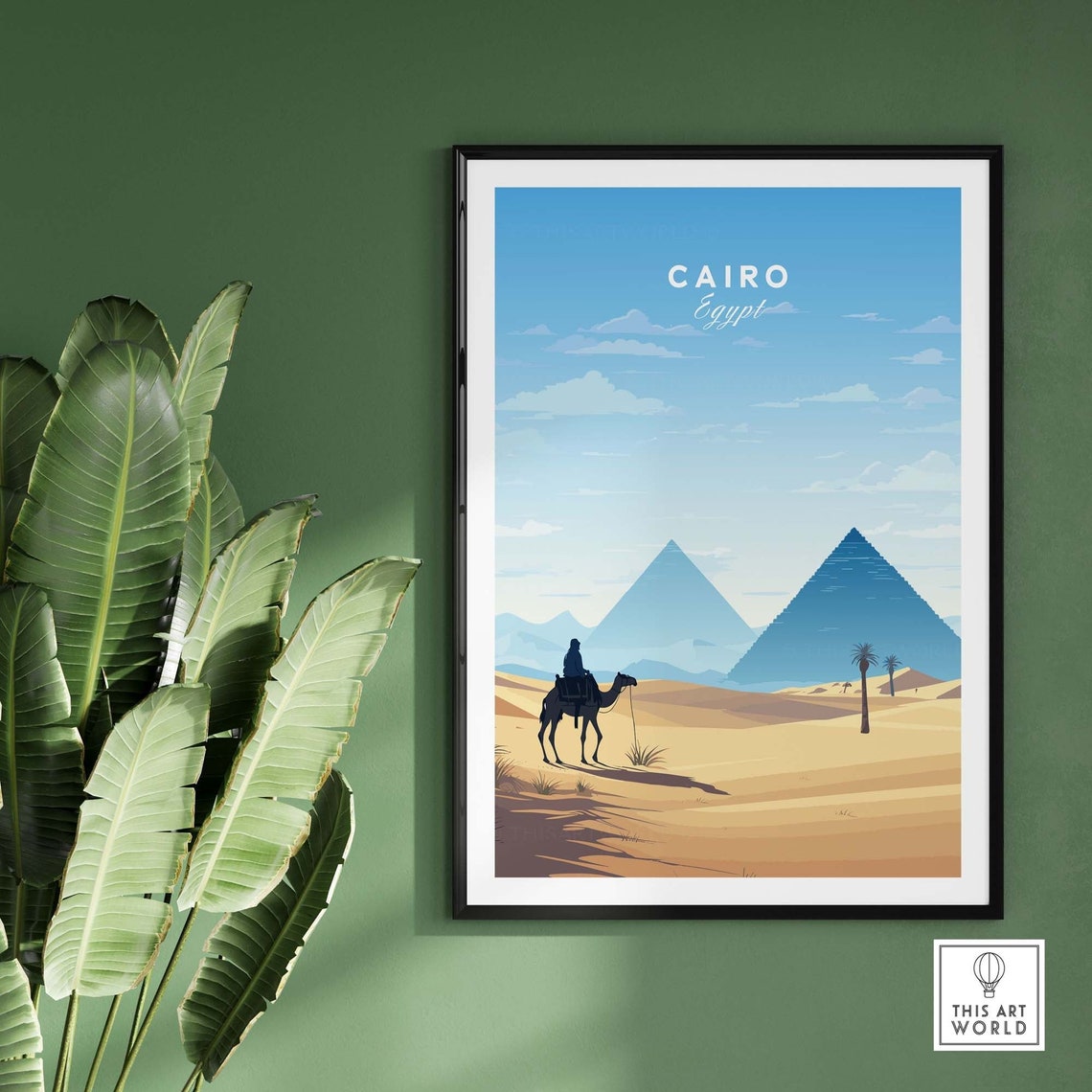 Cairo Egypt Pyramids of Giza Camel Silhouette Desert Dunes Poster - Image 2
