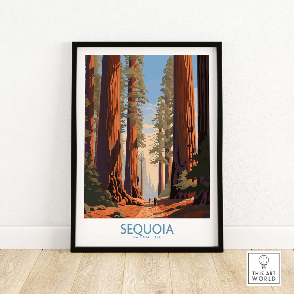 Sequoia National Park Giant Redwood Trees Forest Path Art Poster