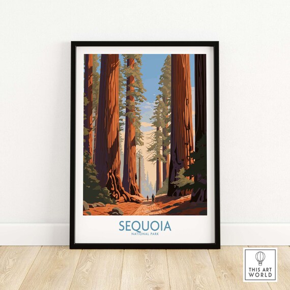 Sequoia National Park Giant Redwood Trees Forest Path Art Poster