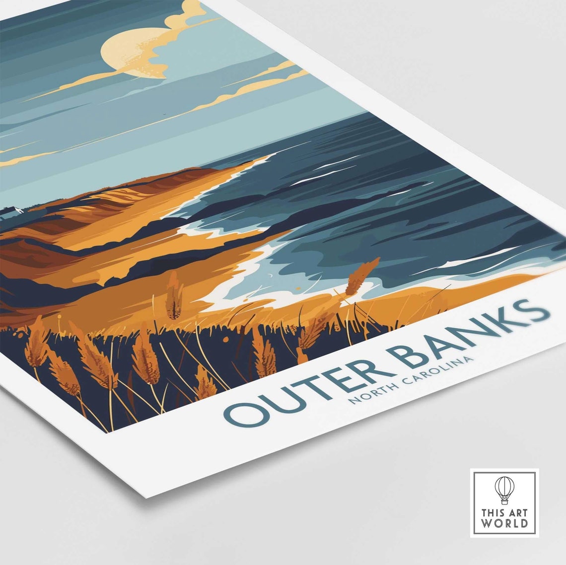 Outer Banks North Carolina Lighthouse Ocean Dunes Moonlight Poster - Image 4