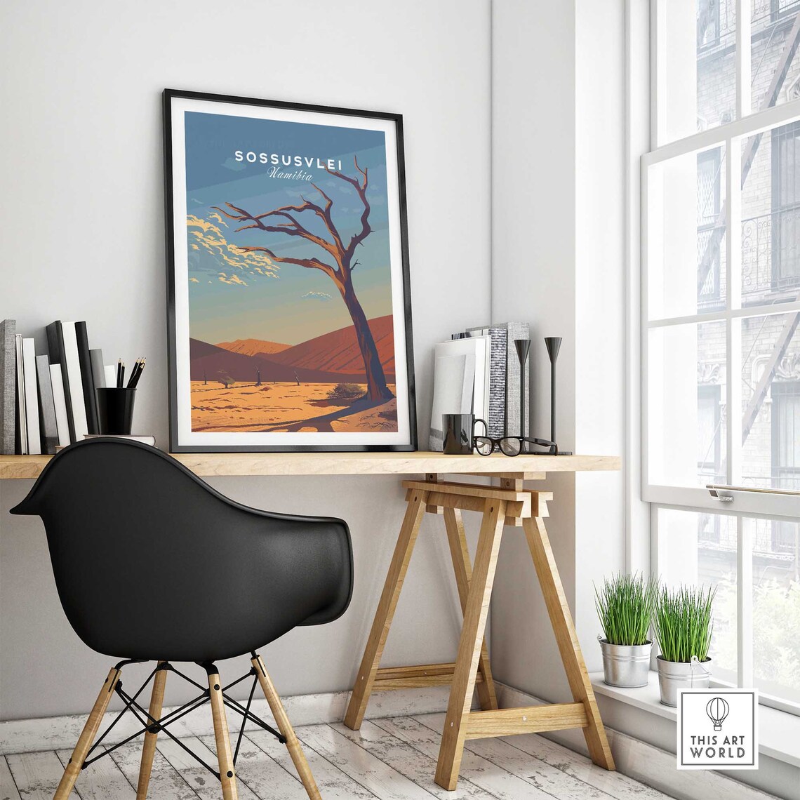 Sossusvlei Namibia Print Art Print Travel Print Home Dcor Poster Gift Illustration Artwork - Image 4