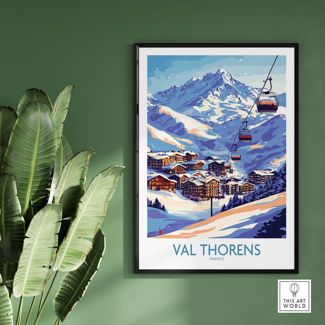 Val Thorens Winter Sports Print, Ski Run View - Image 2