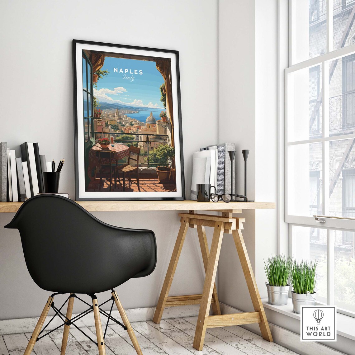 Naples Italy Travel Poster, Illustration Art Print - Image 4