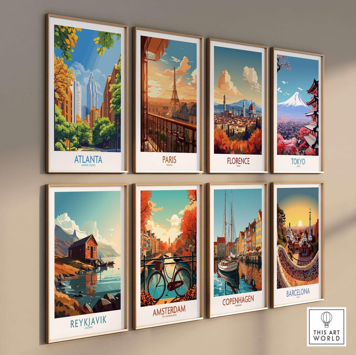 Atlanta United States City Street Skyline Green Summer Travel Poster - Image 3