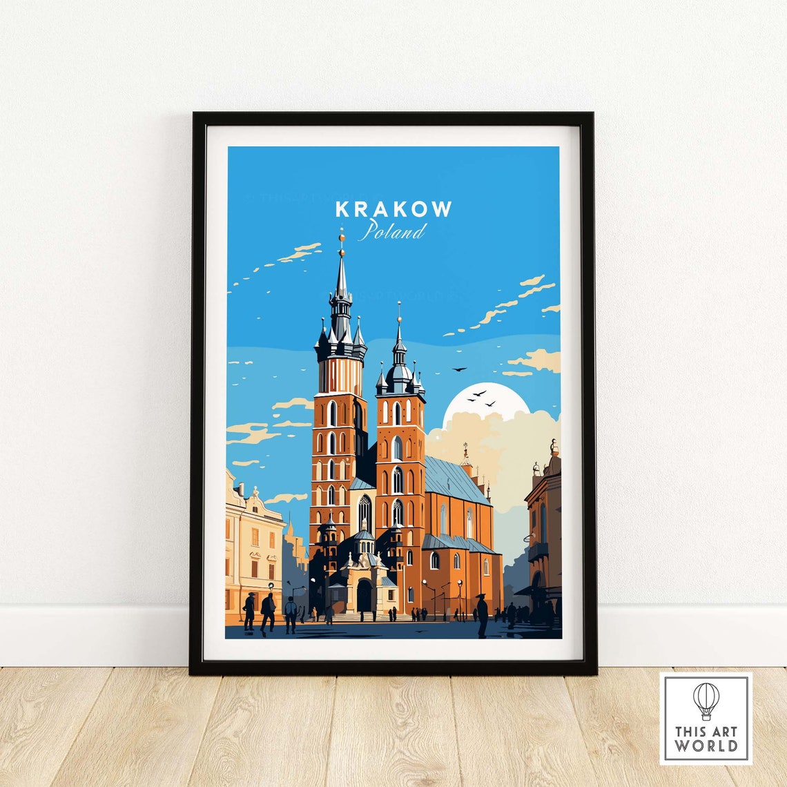 Krakow Poland Saint Marys Basilica Towers Old Town Square Poster