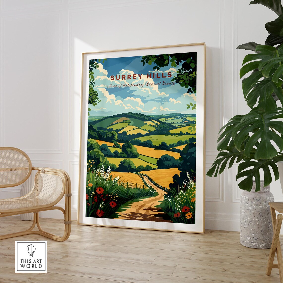 Surrey Hills England Green Valley Wildflower Trail Art Poster - Image 2
