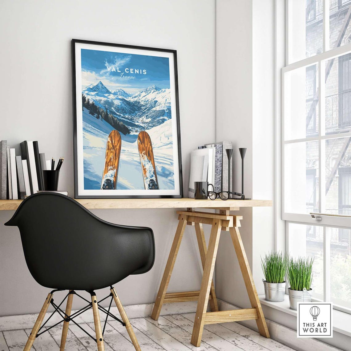 Val Cenis Ski Art Print, Ski Lodge Decor - Image 4
