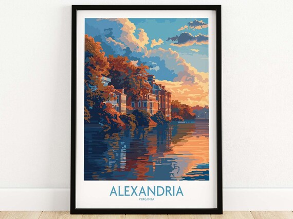 Alexandria Virginia Golden Hour River Reflection Travel Poster