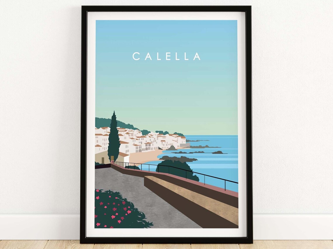 Calella Spain Minimal Travel Poster, Costa Brava