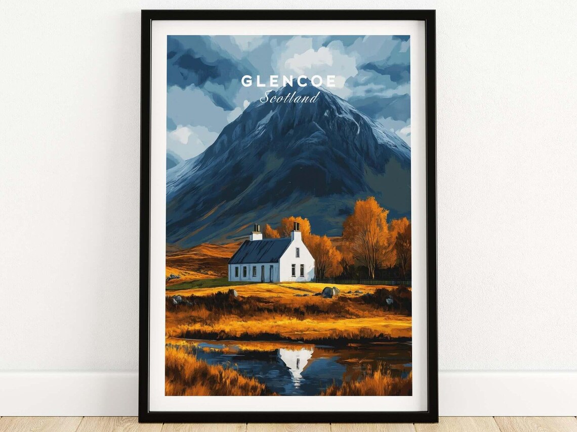 Glencoe Scotland Travel Poster, Wall Art Print