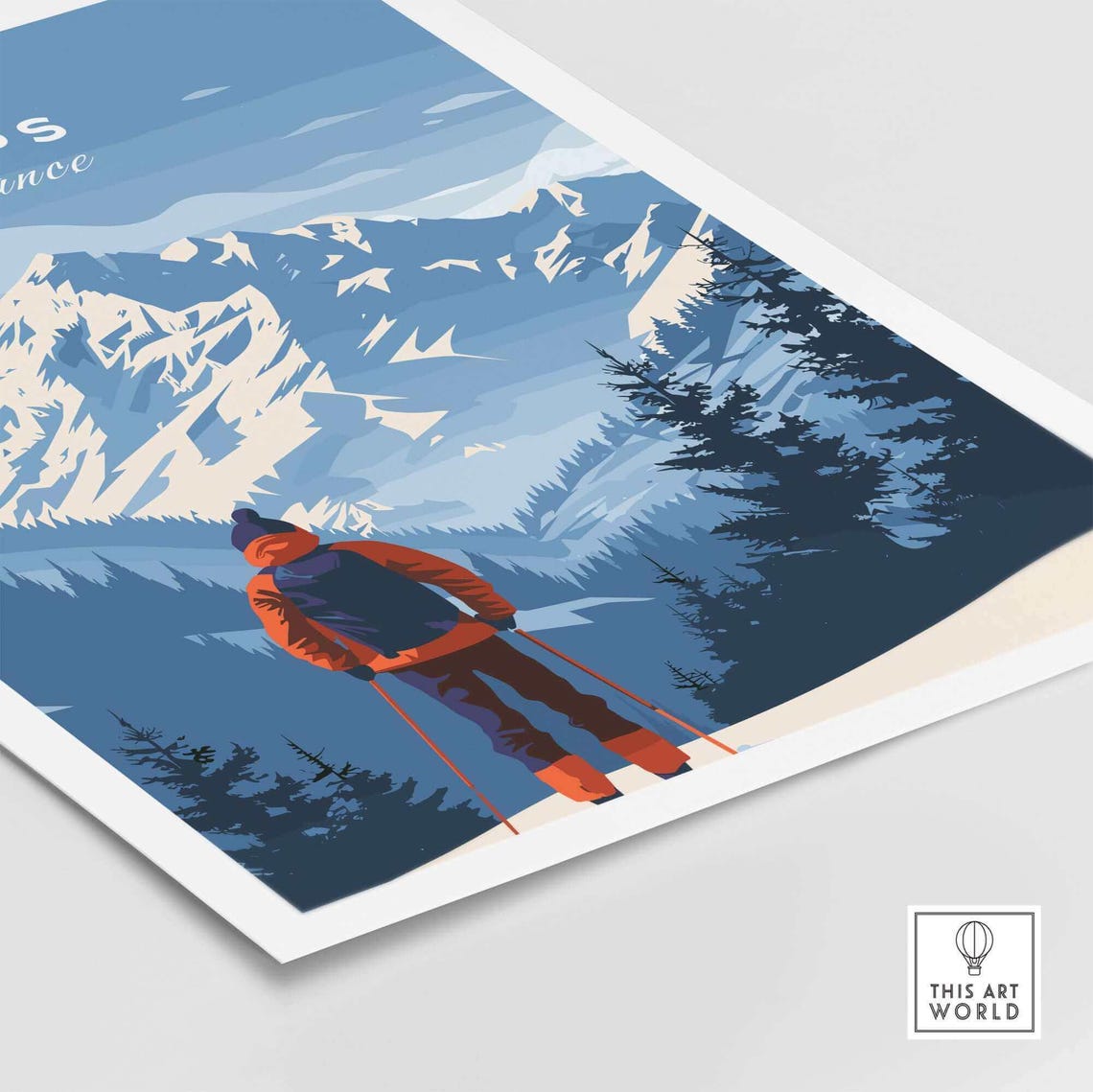 Alps Travel Poster, Ski Resort Winter Sports - Image 5