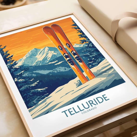 Telluride, Colorado Ski Poster, Mountain Landscape
