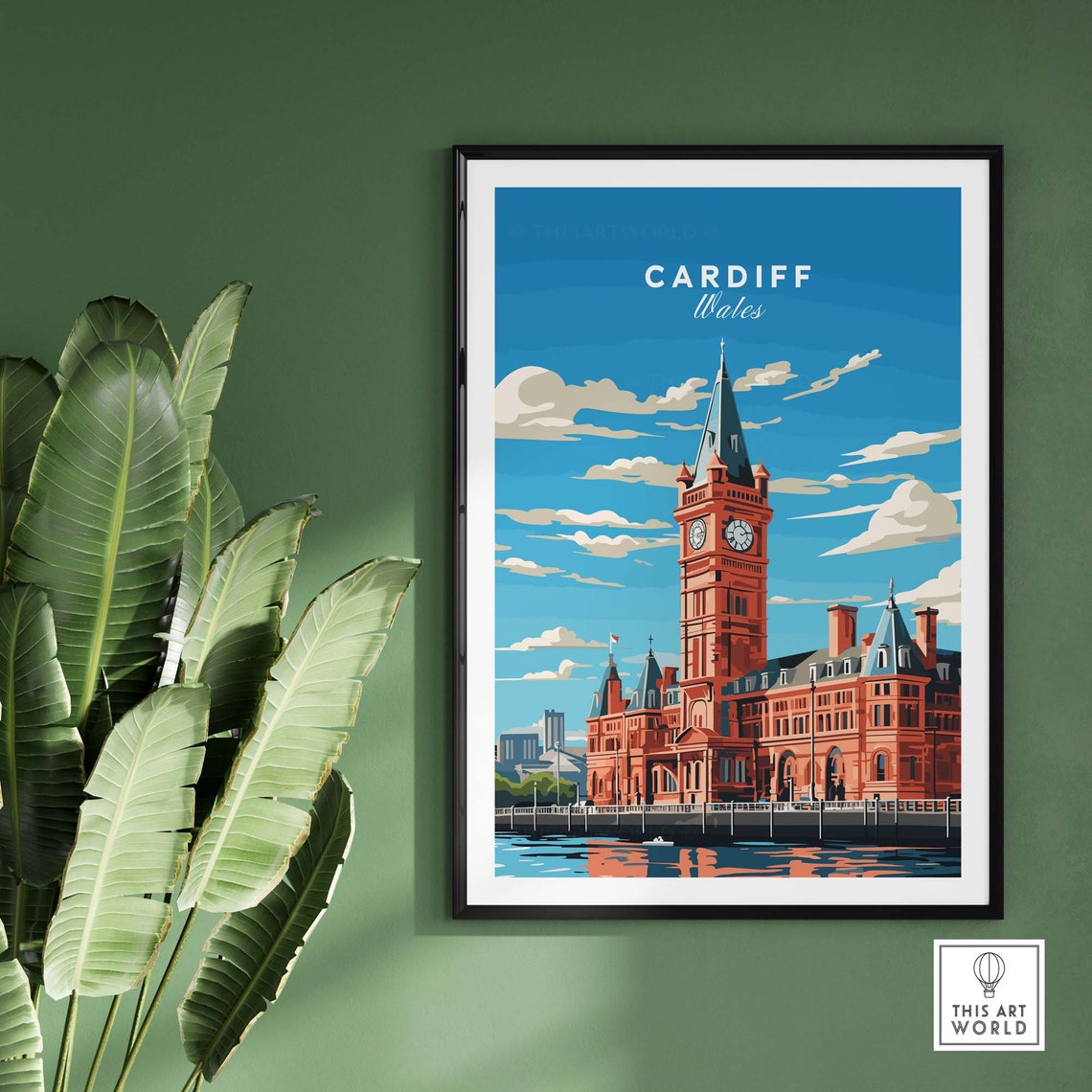 Cardiff Wales Pierhead Clock Tower Bayfront Vintage Travel Poster - Image 2
