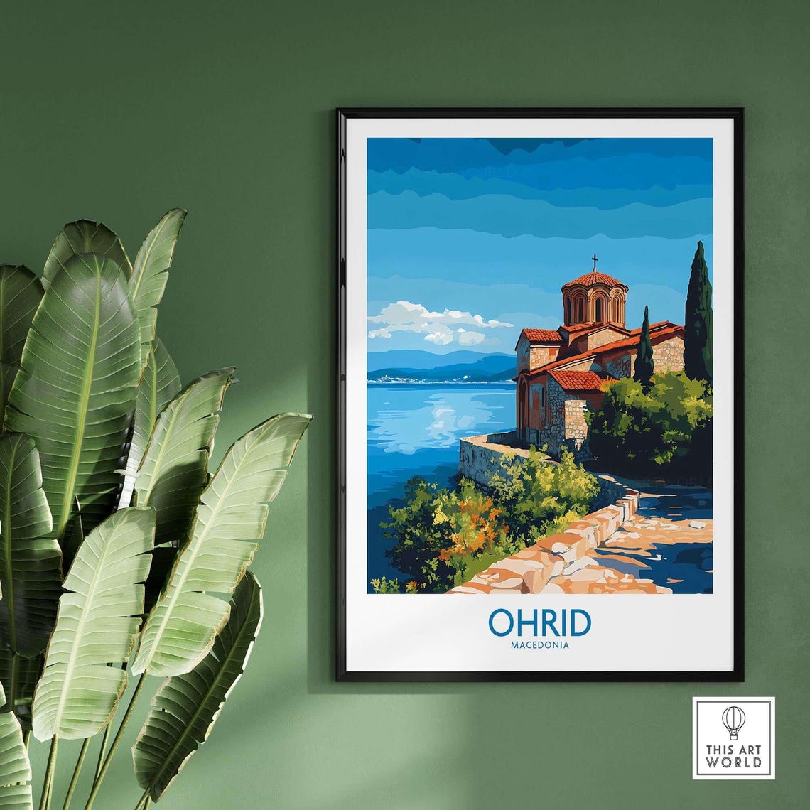 Ohrid Macedonia Travel Poster, Lake Ohrid Illustration - Image 2
