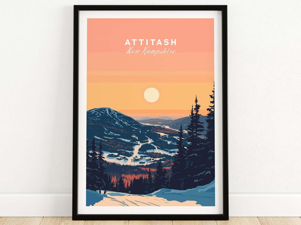 Attitash Ski Resort Travel Poster, New Hampshire