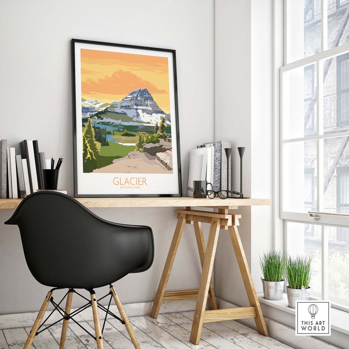 Glacier National Park Sunset Peak Alpine Meadow Travel Poster - Image 4