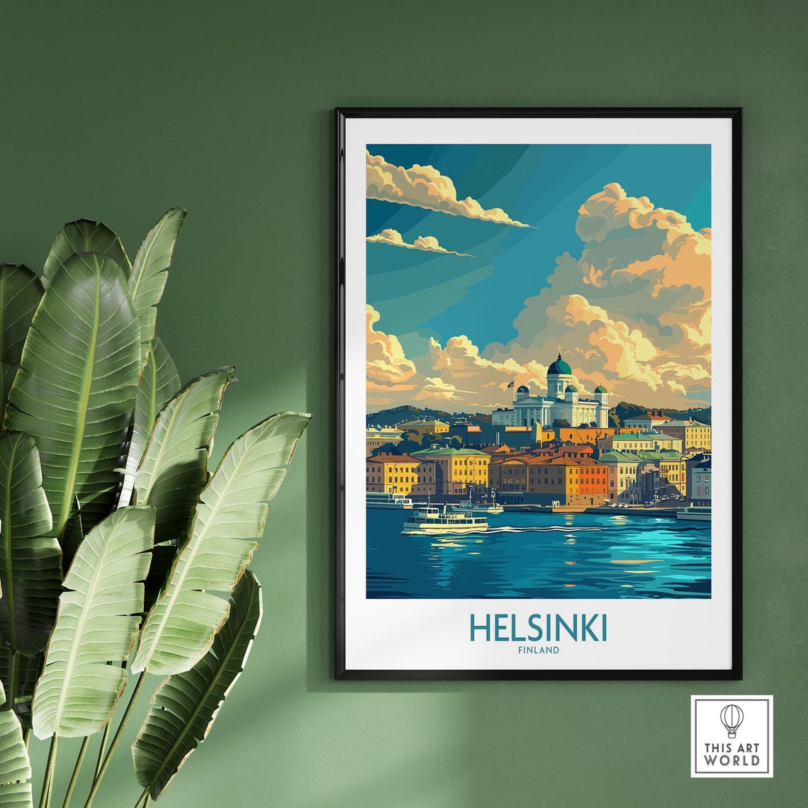 Helsinki Finland Harbor Sunset Waterfront Cathedral View Poster - Image 2