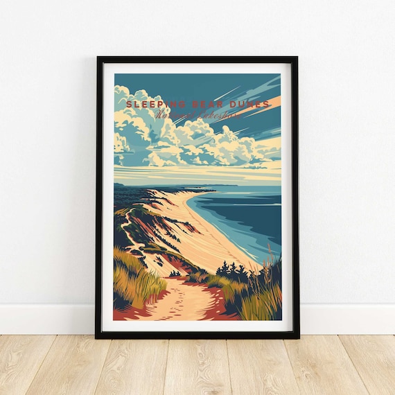 Sleeping Bear Dunes Travel Poster Print Wall Art Gift Home Decor Lover Artwork