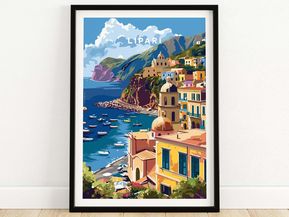 Lipari Travel Print Lipari Wall Art Italy Travel Poster Home Decor Lipari Artwork Poster Gift Lipari Illustration Art Lover Italy Print