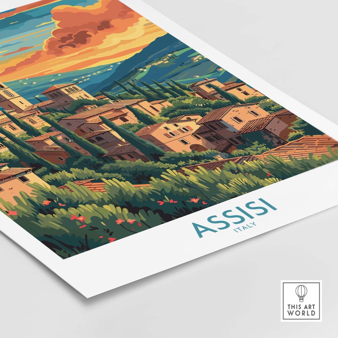 Assisi Art Print Italy Assisi Italy Travel Poster Italy Home Decor Assisi Artwork Poster Gift Assisi Illustration Art Lover Italy Print - Image 4