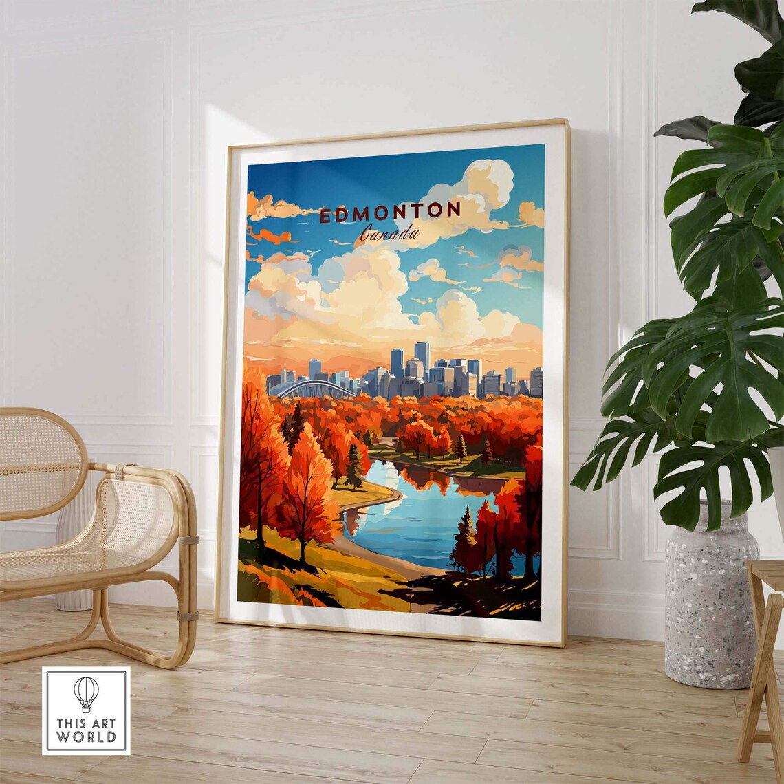 Edmonton Alberta Autumn River Valley Downtown Skyline Poster - Image 2