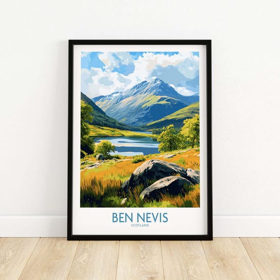 Ben Nevis Poster Scotland Summit View Travel Wall Art Iconic Uk Mountain Peak Hiking Decor Gift