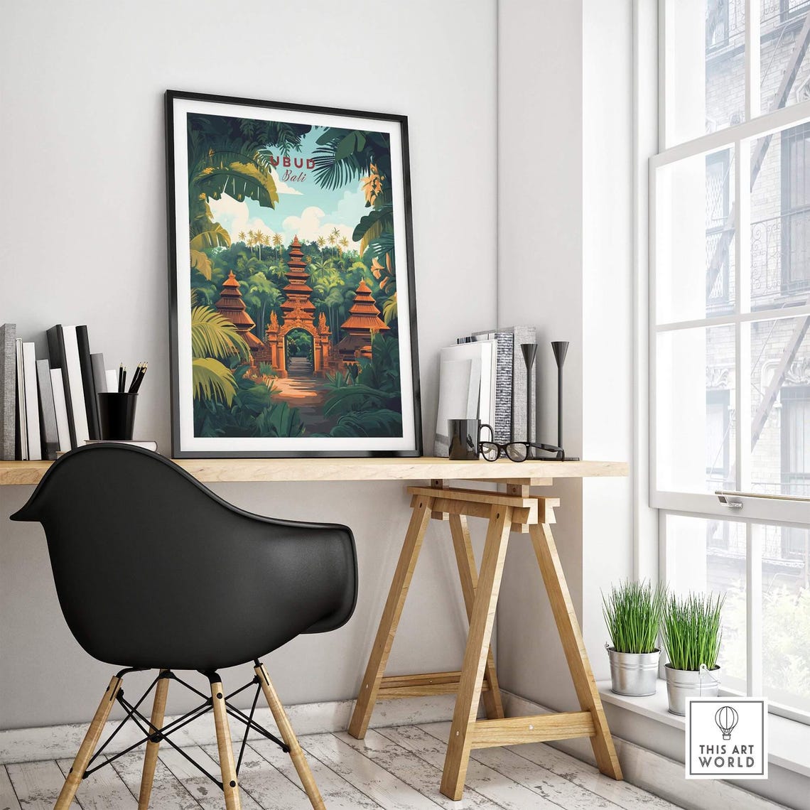 Ubud Bali Travel Poster, Illustration Artwork - Image 4