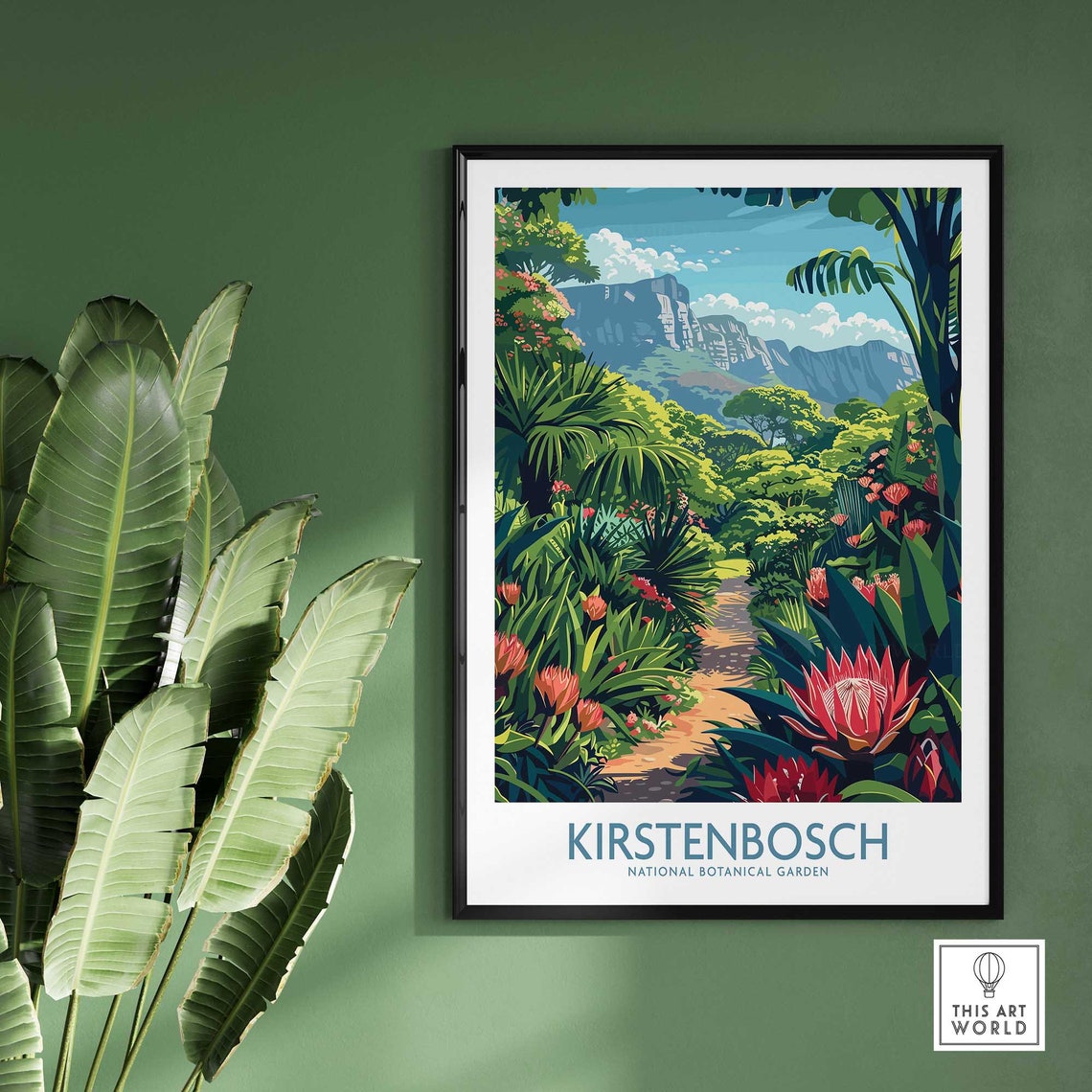 Kirstenbosch Botanical Garden Lush Path Protea Flowers Art Poster - Image 2