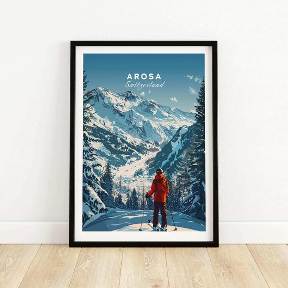 Arosa Travel Poster, Switzerland Ski Resort
